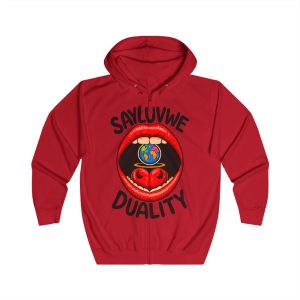 Duality Graphic Hoodie — “Sayluvwe” Earth Mouth Design
