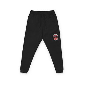 Embroidered Shark Bite Joggers — Casual Fleece Sweatpants with Shark Graphic