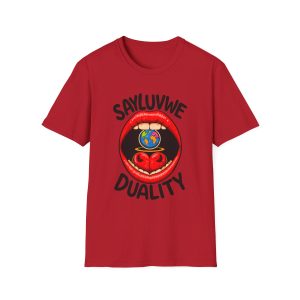 Say Luv Me Duality T-Shirt — Retro Pop Art Globe & Heart Graphic Tee