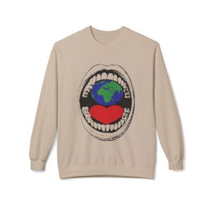 Crewneck Sweatshirt — Earth Love Mouth Graphic