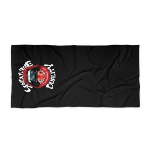 Black 'Secure the Duality' Beach Towel — Retro Helmet Surf Design