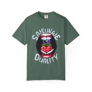 Sayluvuse Duality Graphic T-Shirt — Retro Lips Earth Design