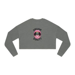Cropped Sweatshirt — "SayLuvWe Duality" Heart & Flower Graphic